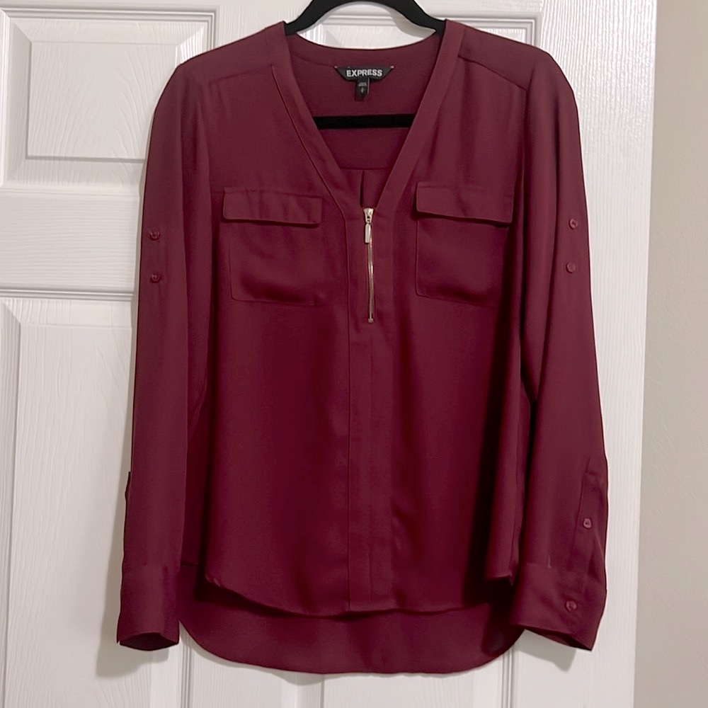 Express Long Sleeve Front Zip Blouse